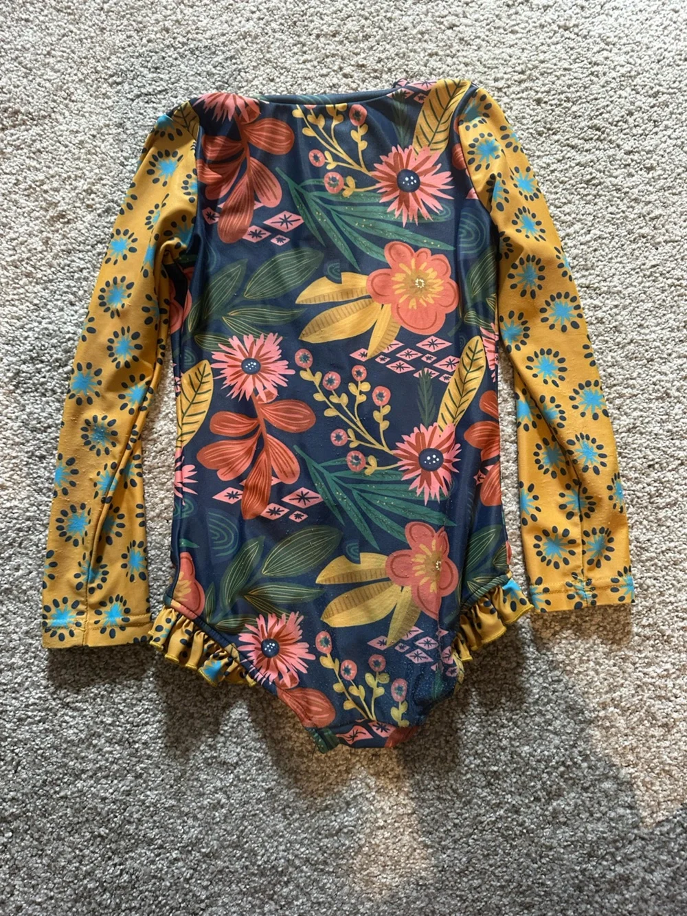 Oopsie Daisy Girls Long Sleeve Floral Rash Guard Swimsuit Size 4